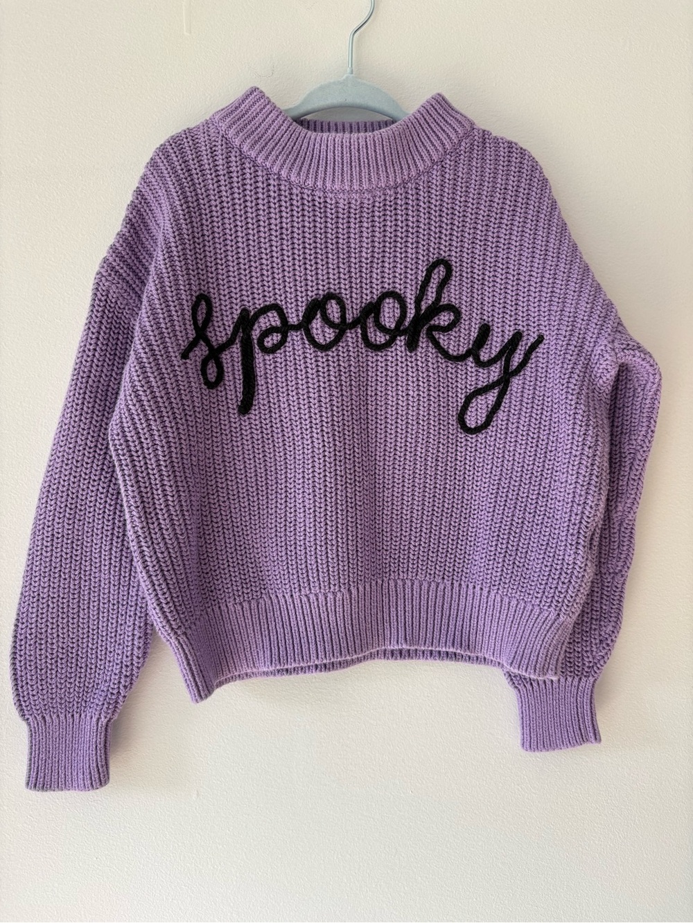 Old Navy Knit Lavender 'Spooky' Crewneck Kids Sweater